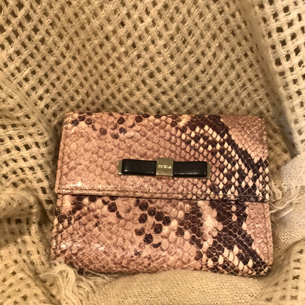 Furla faux snake beige bow wallet used